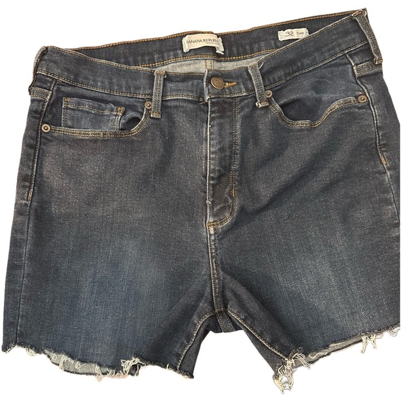 Banana Republic Jeans Shorts Cut-Offs Dark Wash Stretch Denim Size 32 - Picture 1 of 5